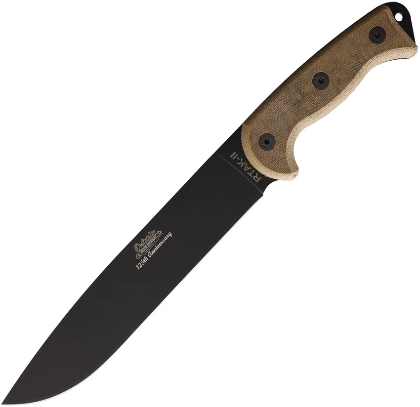 OKC 125th Anniversary RTAK II Fixed Blade Knife Tan Micarta (11" Black) 8644