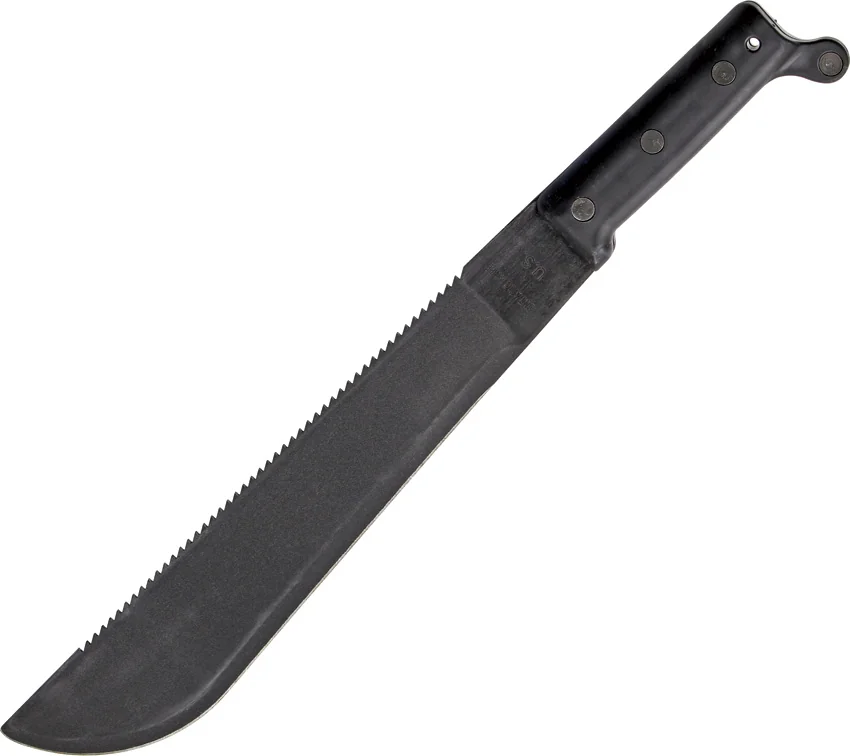 Ontario 12" CT2 Sawback Cutlass Machete Fixed Blade Knife (Black)