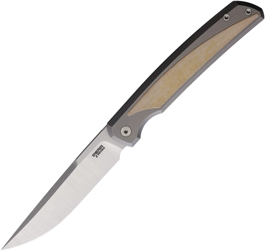 Pena Knives Sicario Frame Lock Knife Ti + Antique White Micarta (3.63" Satin M4)