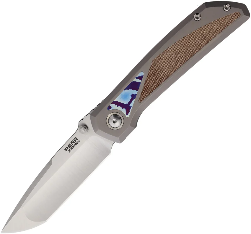 Pena Knives Mula Tanto Frame Lock Knife Ti + Brown Micarta/Mokuti (3.25" Satin)