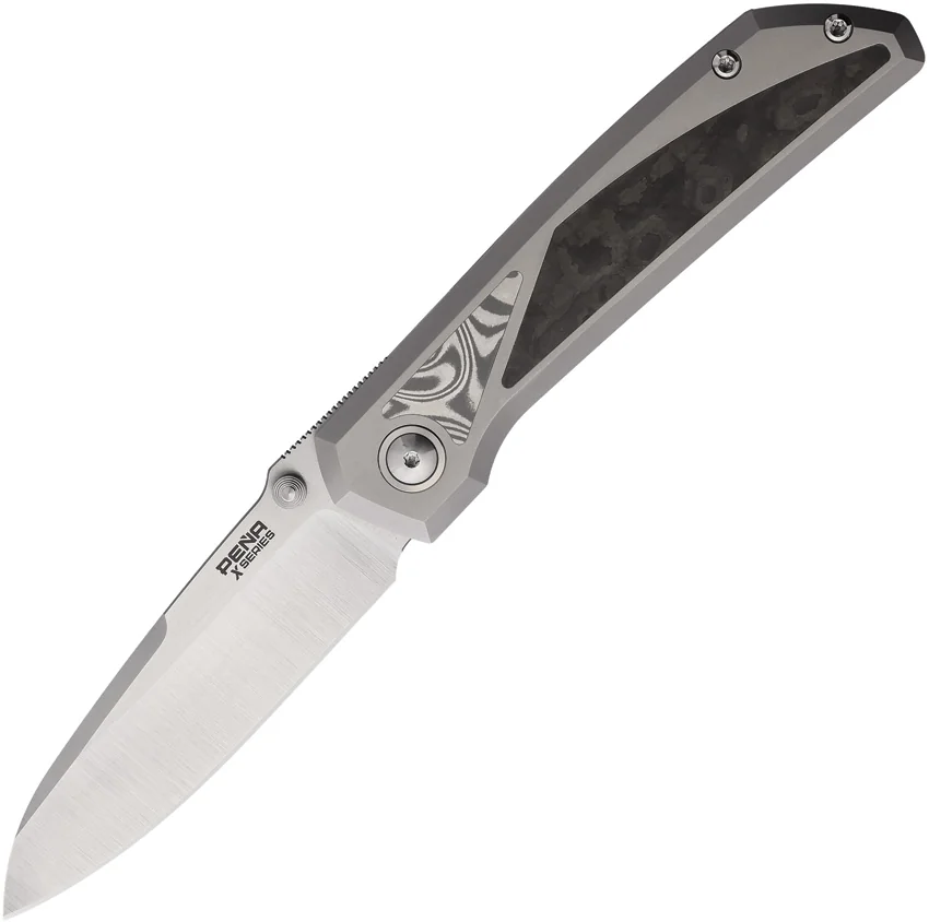 Pena Knives Mula Sheepsfoot Frame Lock Knife Ti/Camo CF/Damasteel (3.25" Sat)