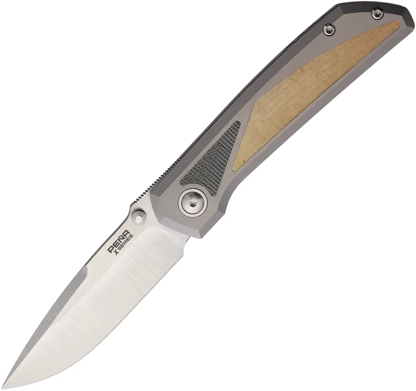 Pena Knives Mula Frame Lock Knife Ti + White/Black Micarta Inlays (3.25" Satin)