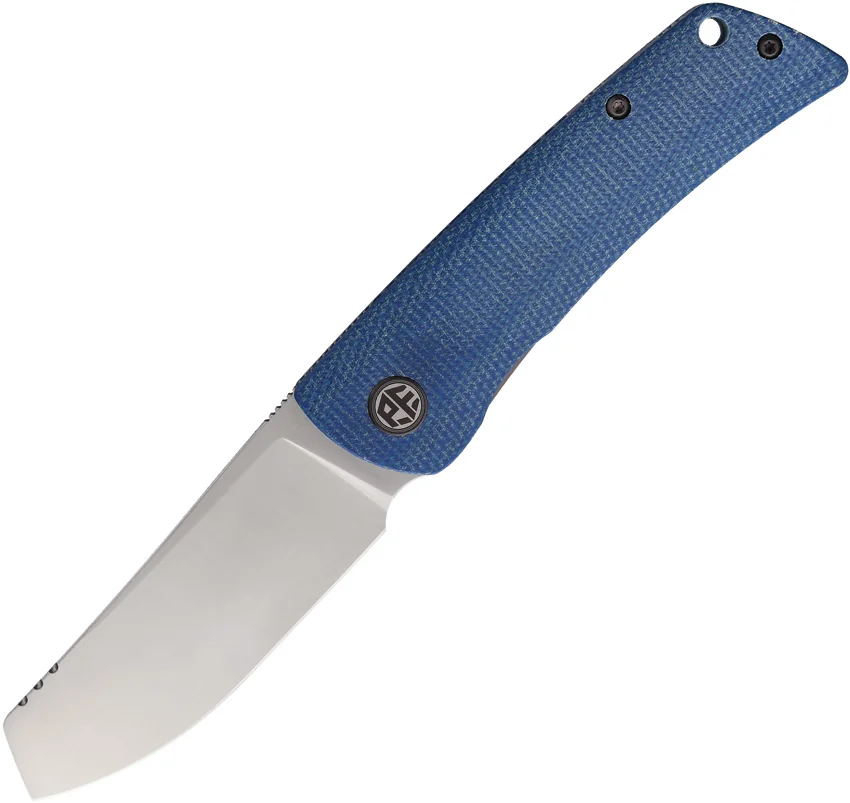 Petrified Fish Flavorist Cleaver Liner Lock Knife Blue Micarta (3.1" Satin)