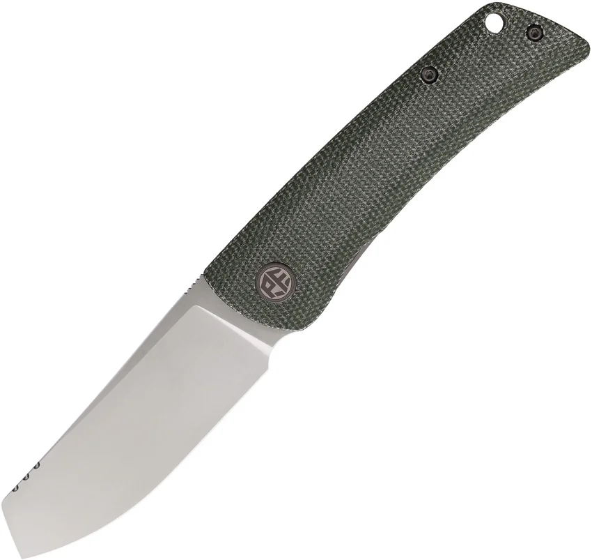 Petrified Fish Flavorist Cleaver Liner Lock Knife Green Micarta (3.1" Satin)