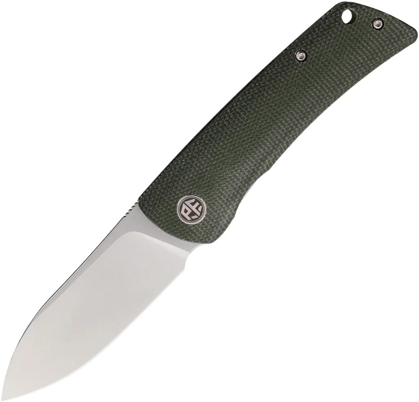 Petrified Fish Flavorist Drop Point Liner Lock Knife Green Micarta (3.1" Satin)