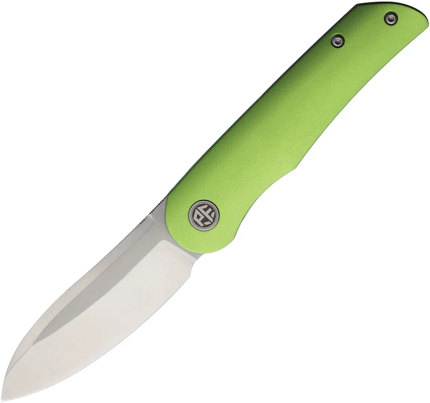 Petrified Fish El Camino Liner Lock Knife Green Aluminum (3.5" Satin ) PFE16GRAS