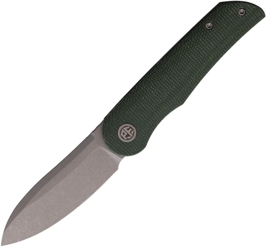 Petrified Fish El Camino Liner Lock Knife Green Micarta (3.5" SW N690)