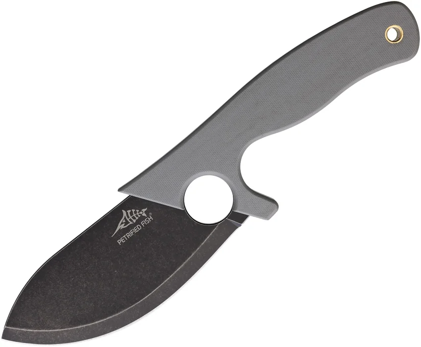 Petrified Fish EEL Fixed Blade Knife Gray G-10 (3.5" Black PVD) PFH01GADW