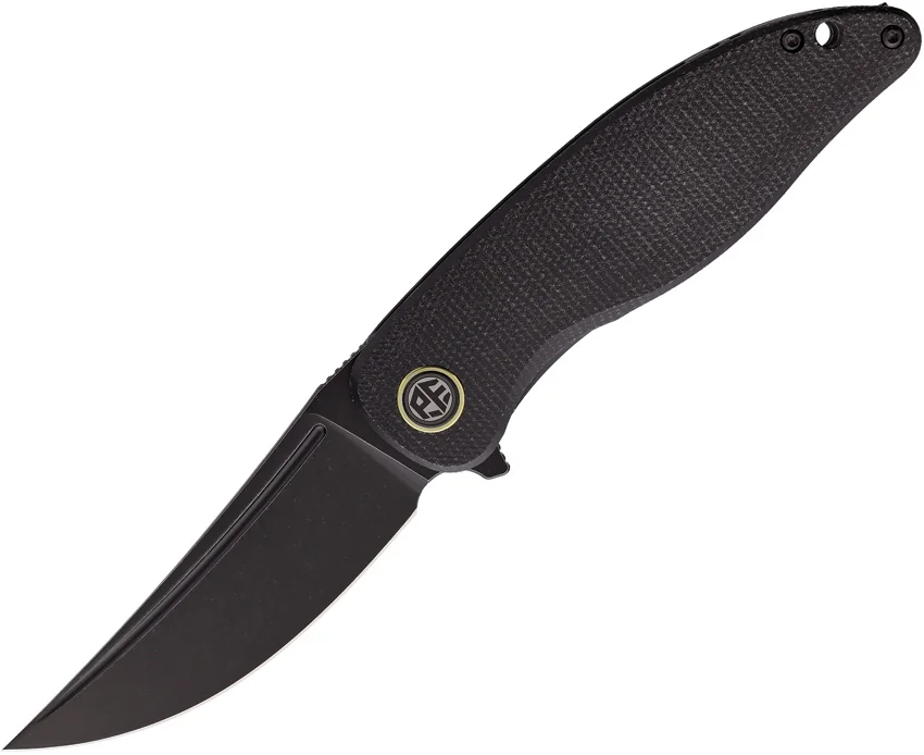 Petrified Fish Simum Clip Point Liner Lock Knife Black Micarta (3.5" Black)