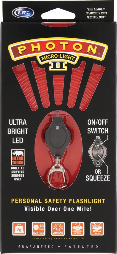 LRI Photon Micro-Light II Red LED Safety Keychain Flashlight (4.5 Lumens)