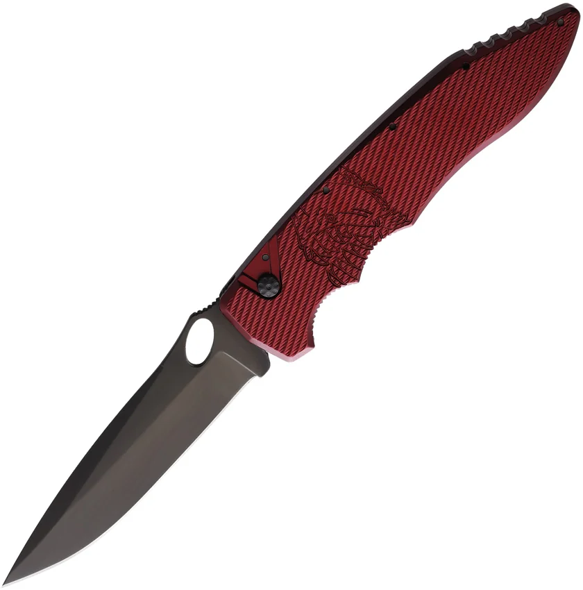 Piranha Predator Automatic Knife Red Tactical (4.1" Black)