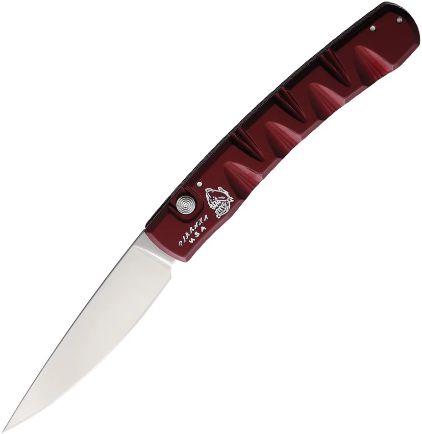 Piranha Virus Automatic Knife Red (3.25" Mirror)