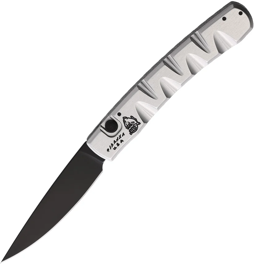 Piranha Knives Auto Virus Button Lock Slvr