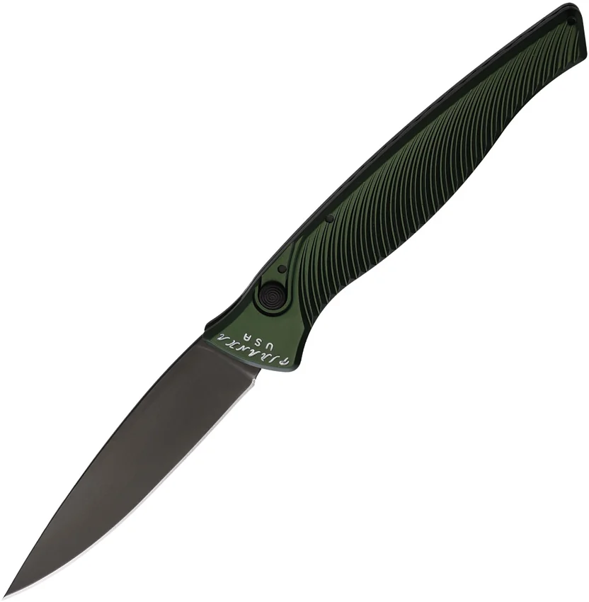 Piranha DNA Automatic Tactical Knife Green Aluminum (3.25" Black)