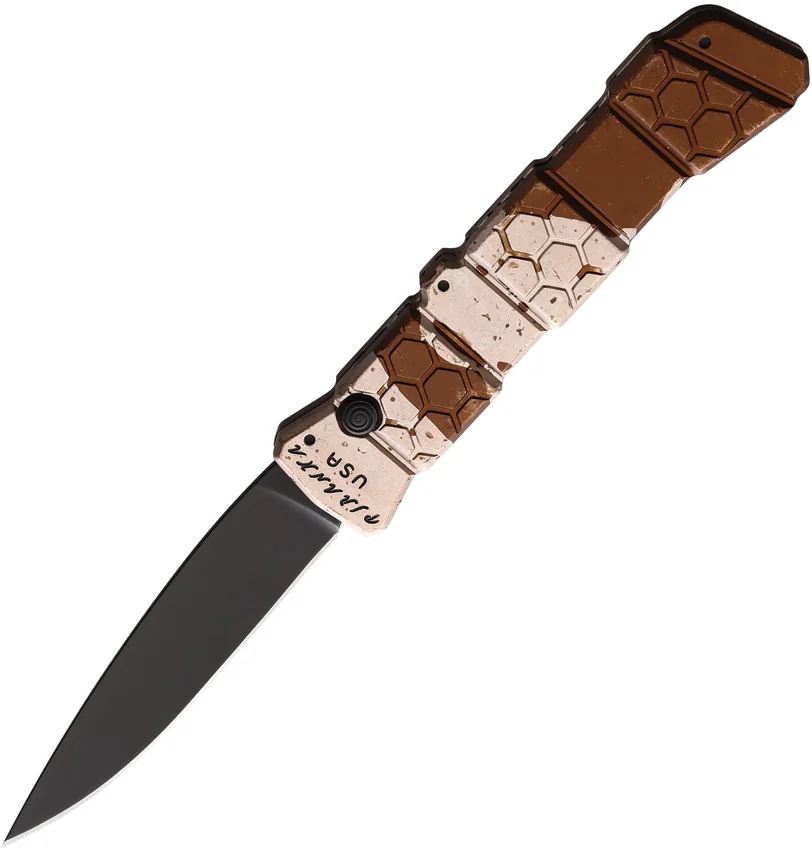 Piranha 21 Tactical Automatic Knife Tan Camo (3.375" Black) P-21CT