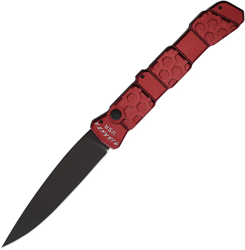 Piranha Knives Auto 21 Button Lock Red