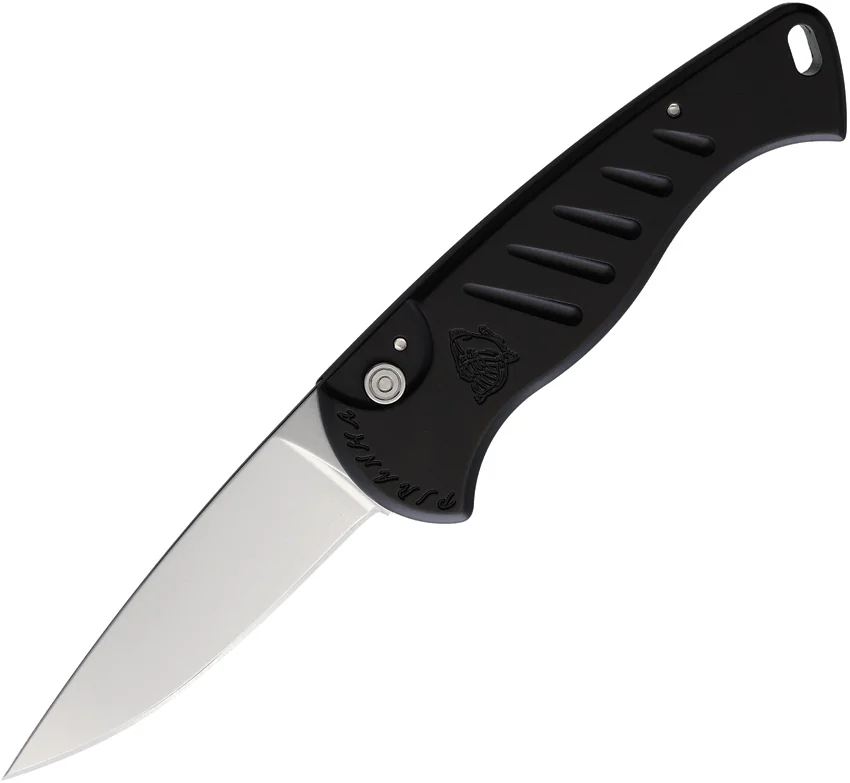 Piranha Fingerling Black Automatic Knife (2.5" Mirror Plain)