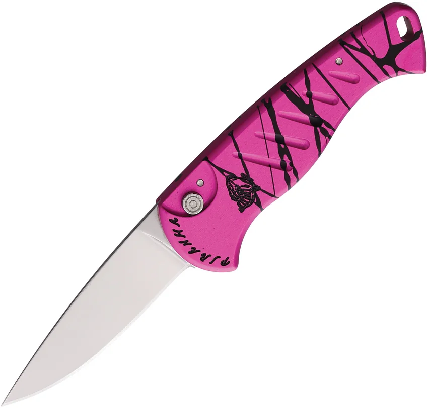 Piranha Fingerling Hot Pink Automatic Knife (2.5" Mirror Plain)