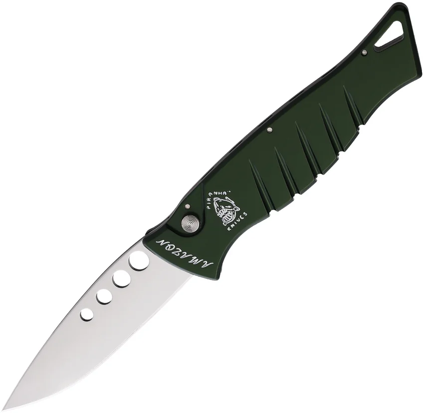 Piranha Knives Auto Amazon Button Lock Grn