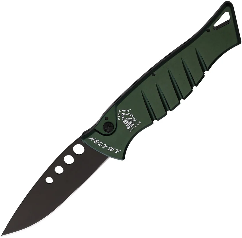 Piranha Amazon Automatic Knife Green (3.45" Black)