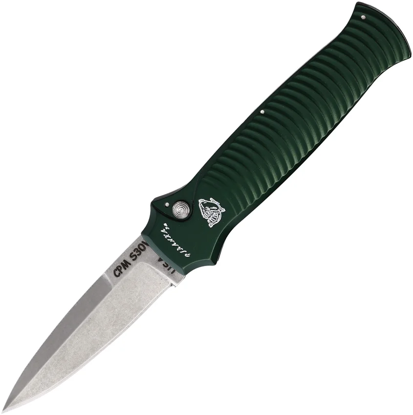 Piranha Bodyguard Automatic Knife Green (3.3" Stonewash)