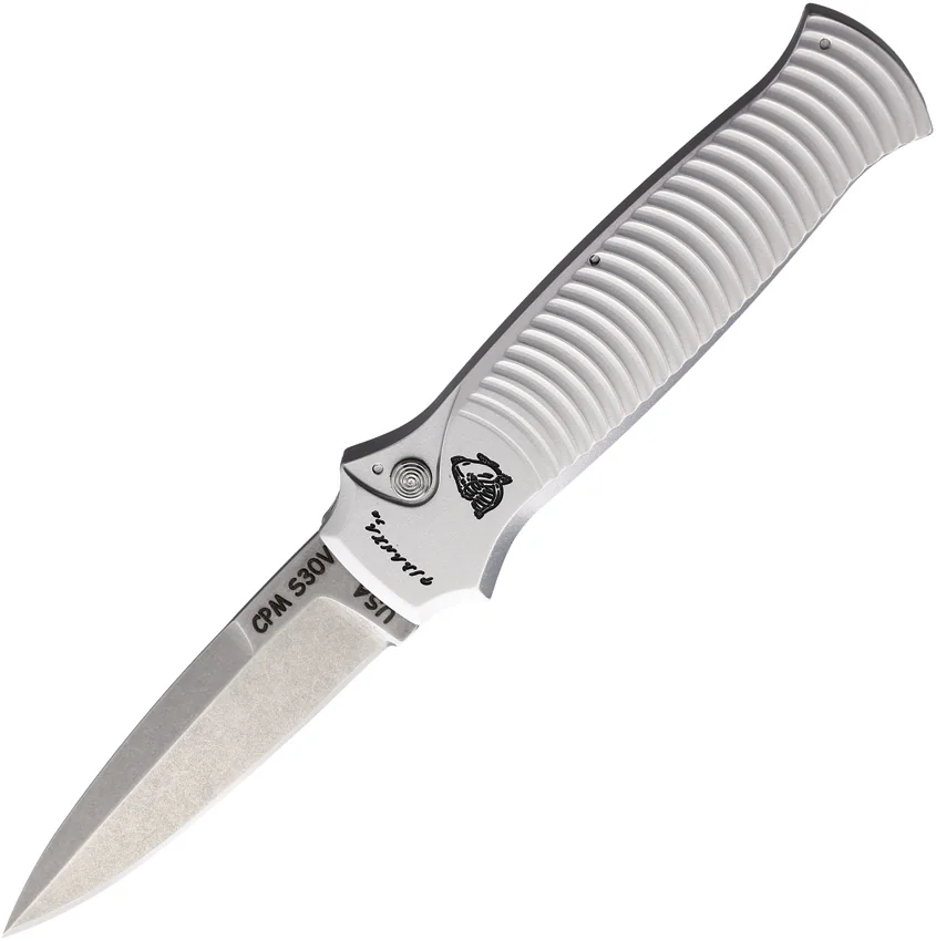 Piranha Bodyguard Automatic Knife Silver (3.3" Stonewash)