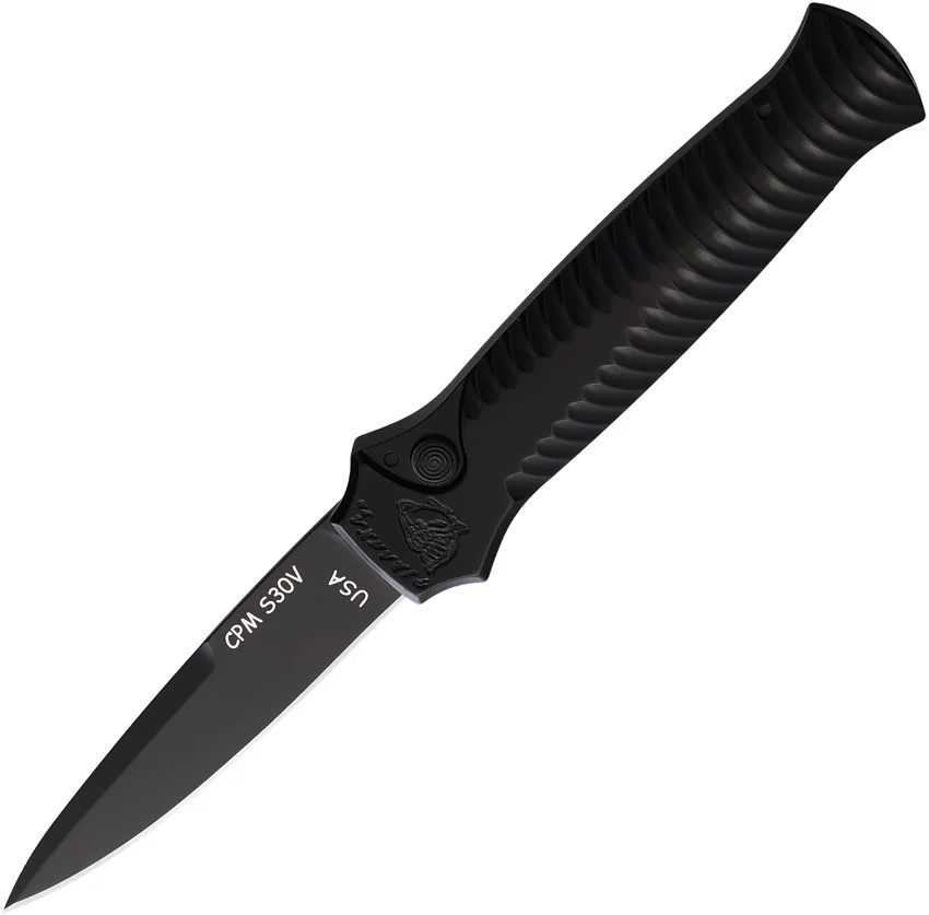 Piranha Mini-Guard Black Tactical Automatic Knife (2.9" Black)