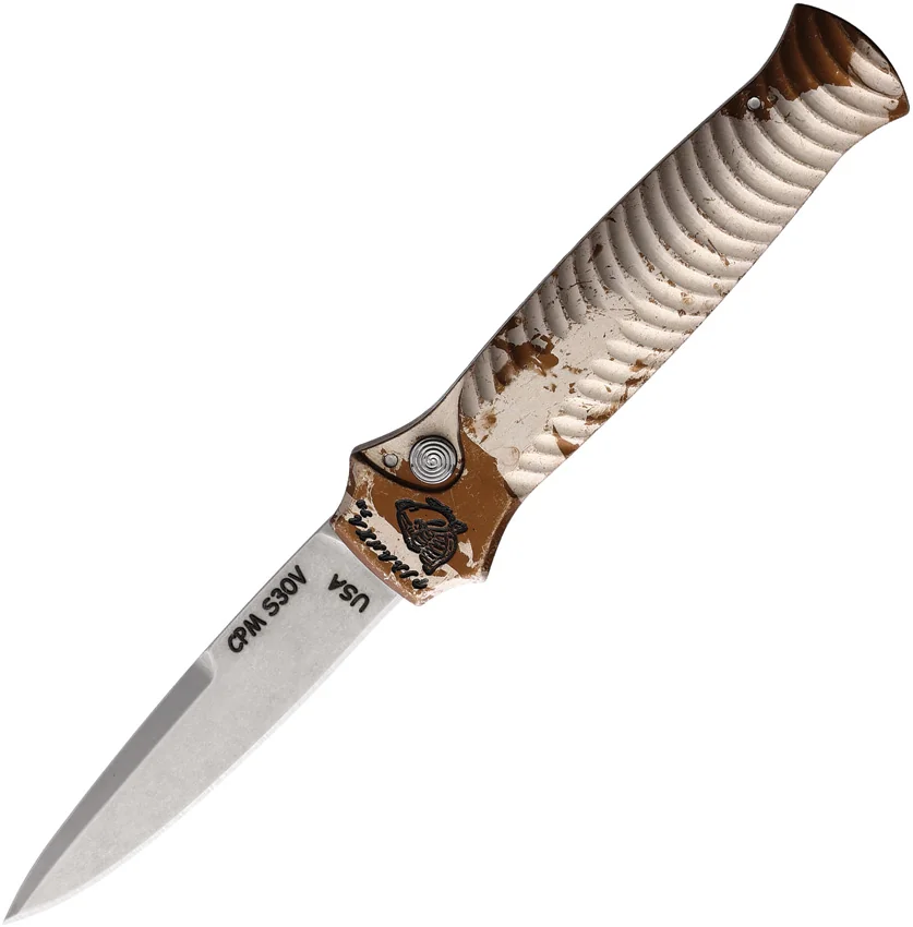 Piranha Mini-Guard Tactical Automatic Knife Desert Camo (2.9" Stonewash)
