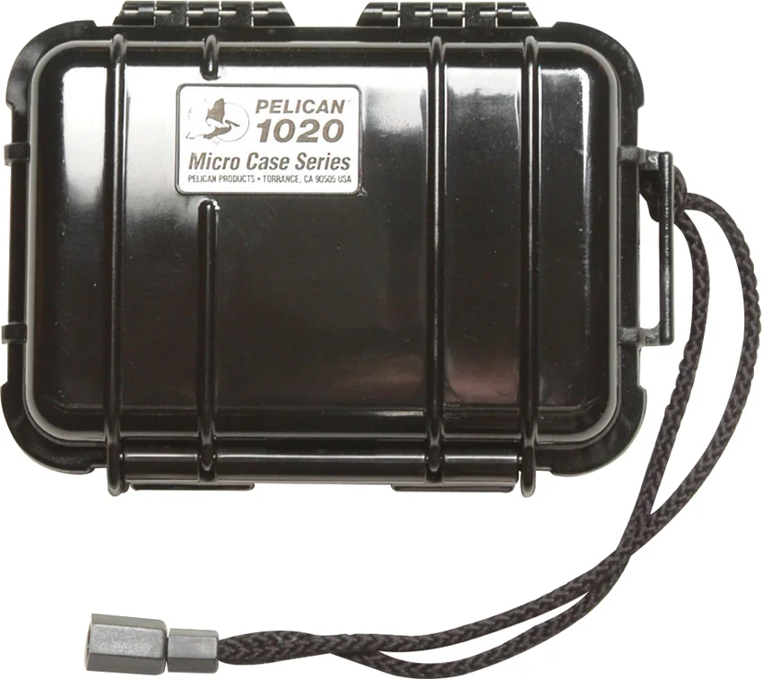 Pelican 1020 Micro Case Water Resistant Storage w/ Carabiner (Black)