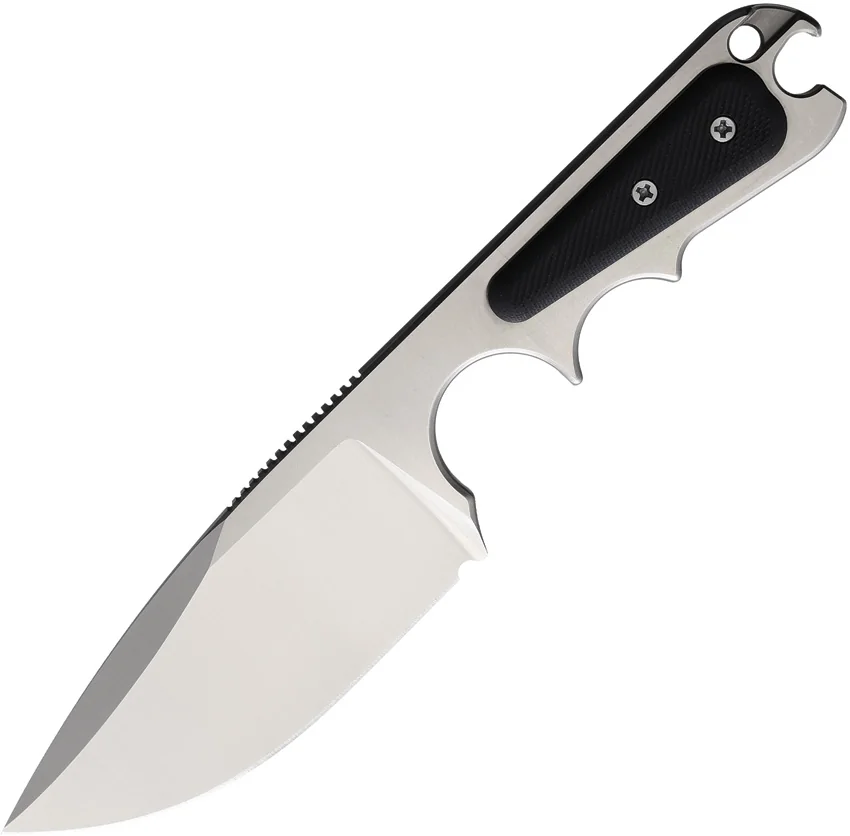 PMP Knives Pitbull Fixed Blade Neck Knife Black G-10 (3.5" Satin)