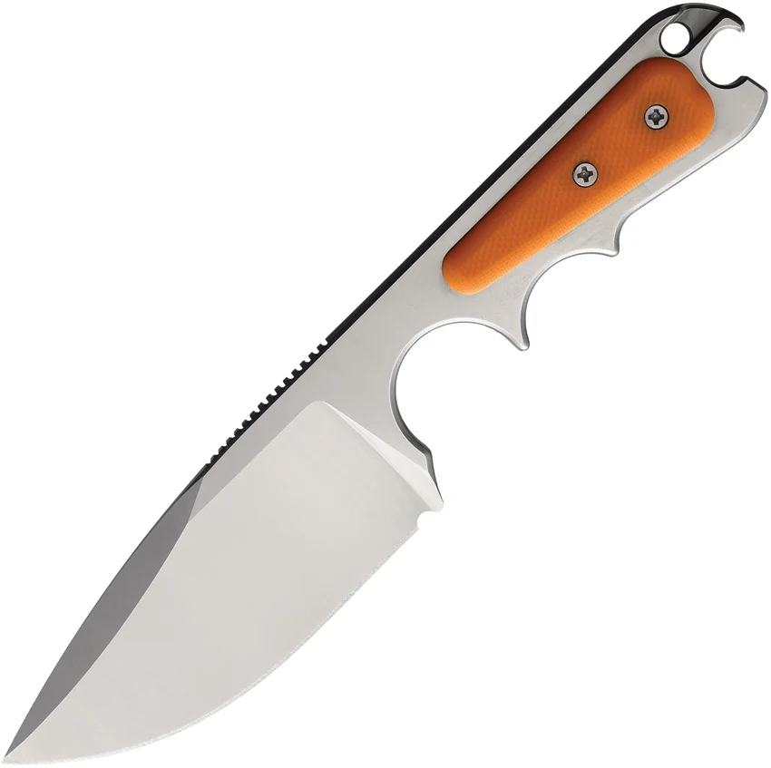PMP Knives Pitbull Fixed Blade Neck Knife Orange G-10 (3.5" Satin)