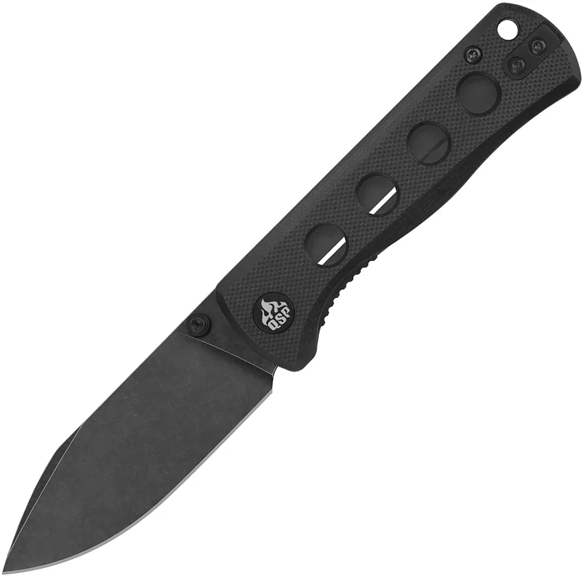 QSP Canary Folder Liner Lock Knife Black G-10 (2.8" Black Stonewash 14C28N)