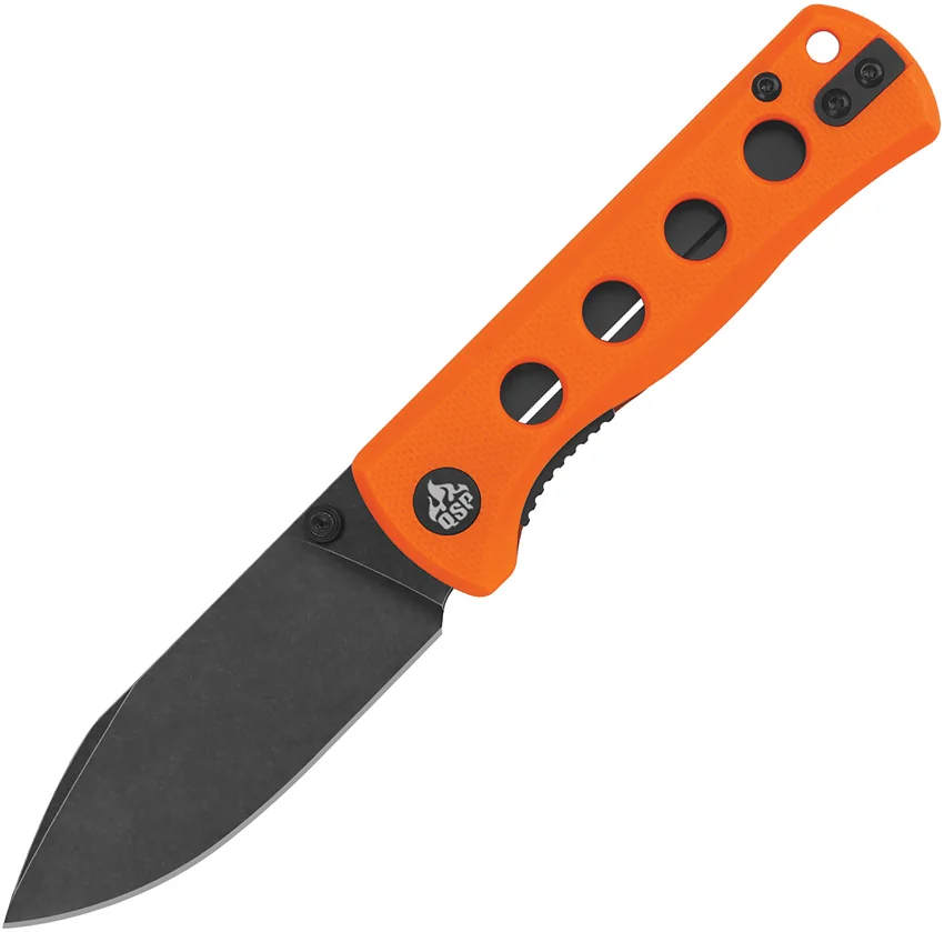 QSP Canary Folder Liner Lock Knife Orange G-10 (2.8" Black Stonewash 14C28N)