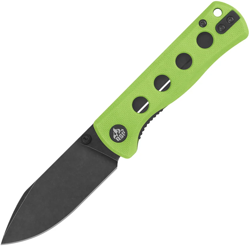QSP Canary Folder Liner Lock Knife Neon Green G-10 (2.8" Black Stonewash 14C28N)
