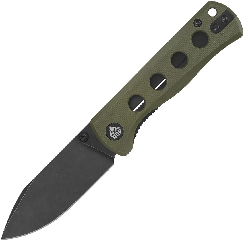 QSP Canary Folder Liner Lock Knife Olive Green G-10 (2.8" Black Stonewash)