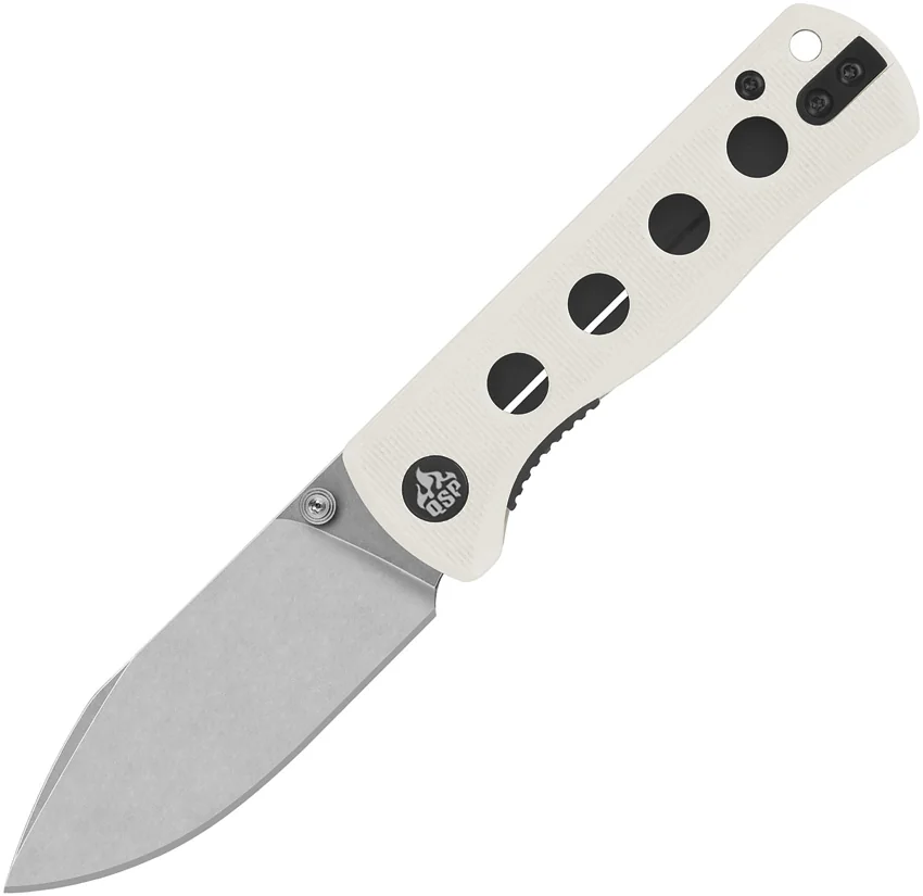 QSP Canary Folder Liner Lock Knife White G-10 (2.8" Stonewash 14C28N)