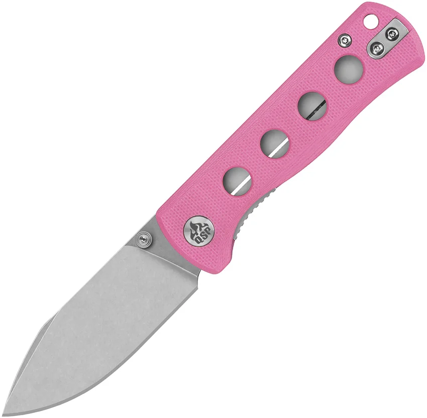 QSP Canary Folder Liner Lock Knife Pink G-10 (2.8" Stonewash 14C28N)