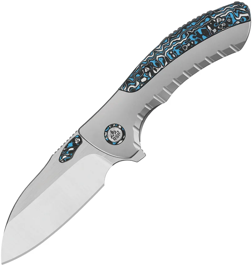 QSP Capybara Frame Lock Knife Titanium + Black/Blue/White CF (3" Satin)