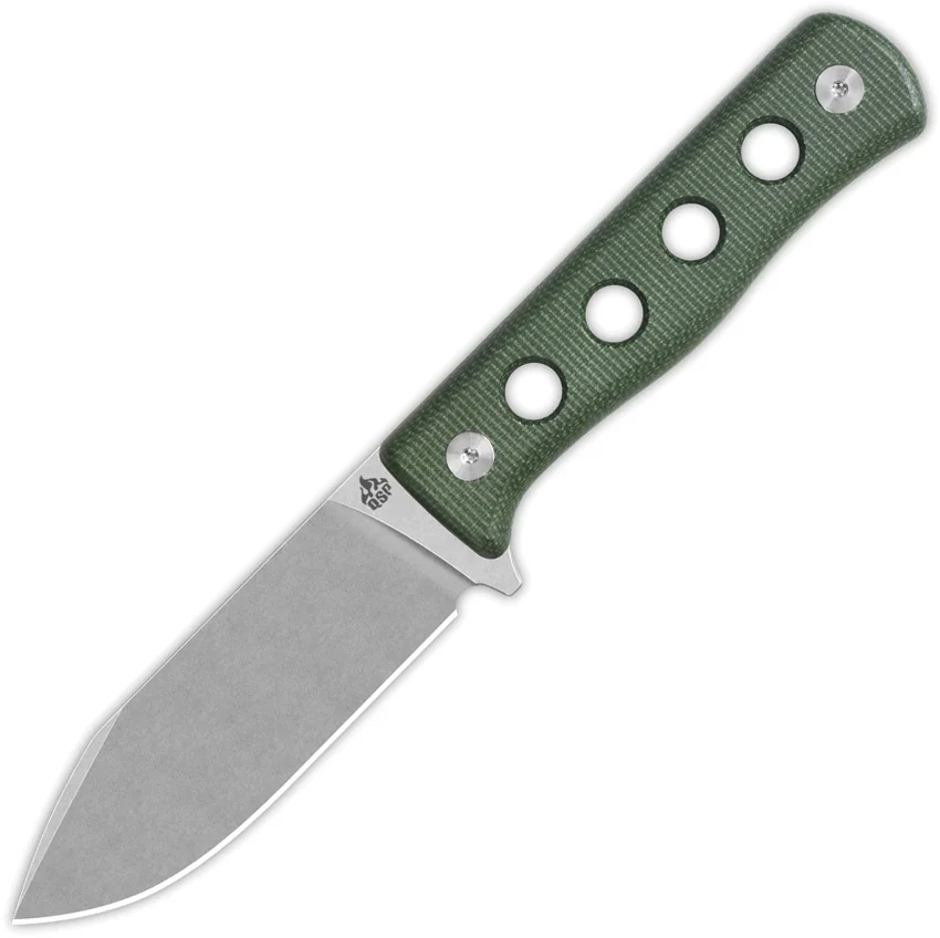 QSP Canary Fixed Blade Knife Green Micarta (4.25" Stonewash)