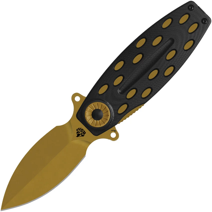 QSP Beetle Liner Lock Knife Black G-10 (3" Bronze) QS162-C