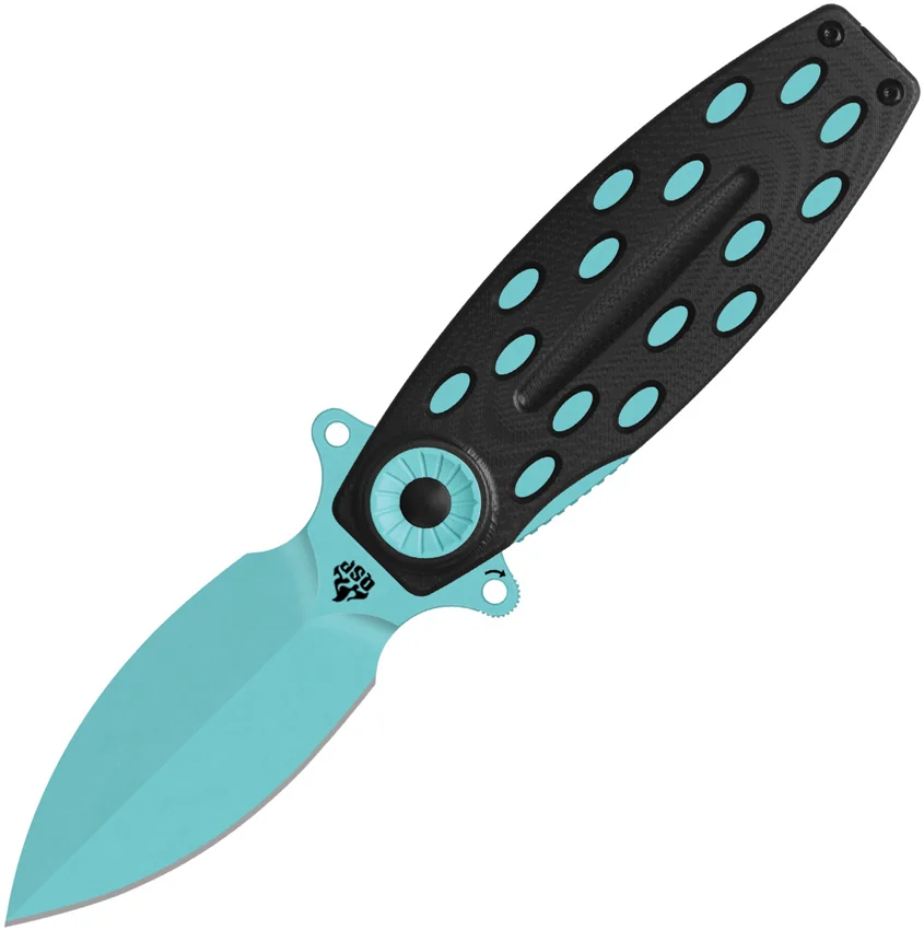 QSP Beetle Liner Lock Knife Black G-10 (3" Blue) QS162-E