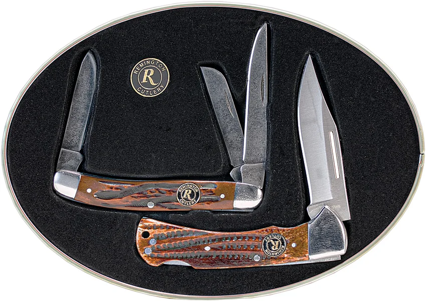 Remington American Tradition Combo Knife Set 2-Pack Brown Jig Bone R15682