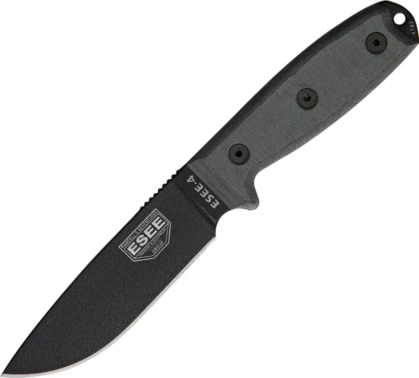 ESEE Knives ESEE-4P-MB Fixed Blade Knife + MOLLE Back (4.5" Black)