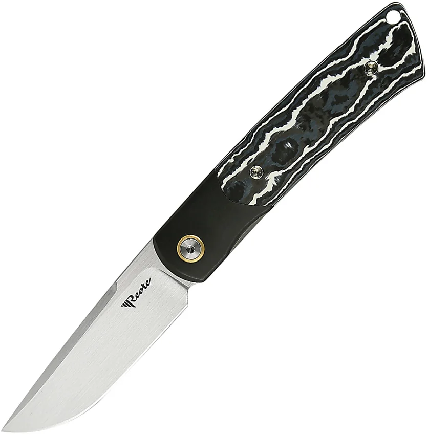 Reate Tribute Liner Lock Knife Titanium + White Storm FatCarbon (2.8" Satin)