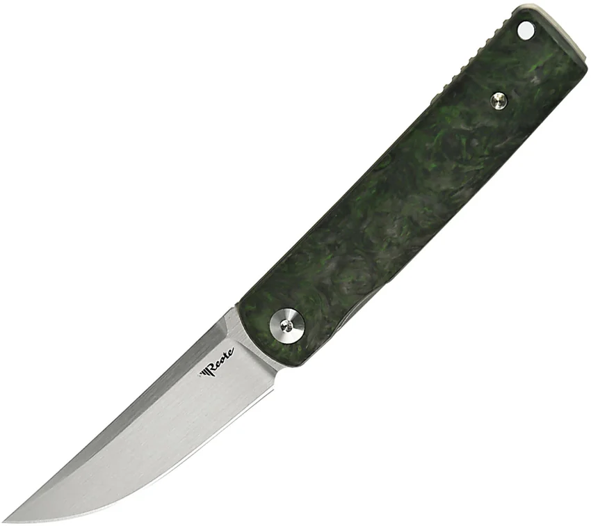 Reate Bushido Liner Lock Knife Titanium + Dark Matter Green FC (2.8" Satin)