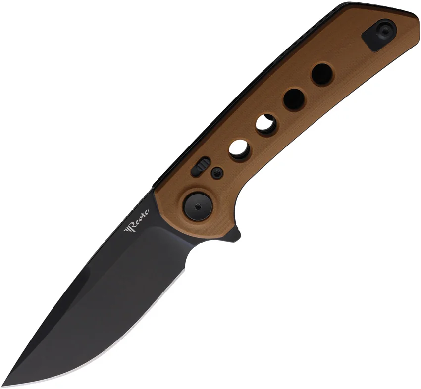 Reate PL-XF Pivot Lock Knife Tan G-10 (3.4" Black PVD Nitro-V)