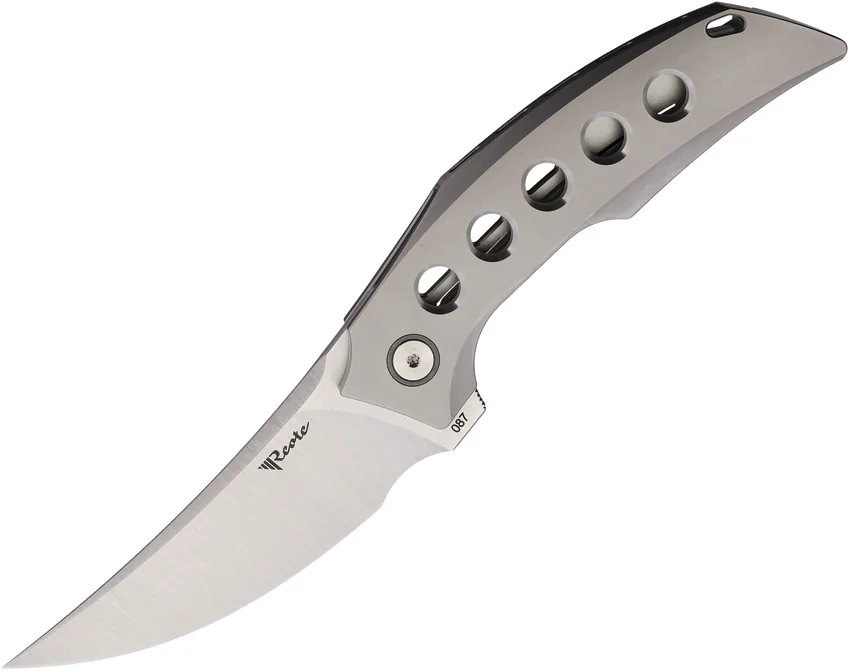 Reate Velocity Frame Lock Knife Bead Blast Ti With Holes(3" Belt Satin ELMAX)