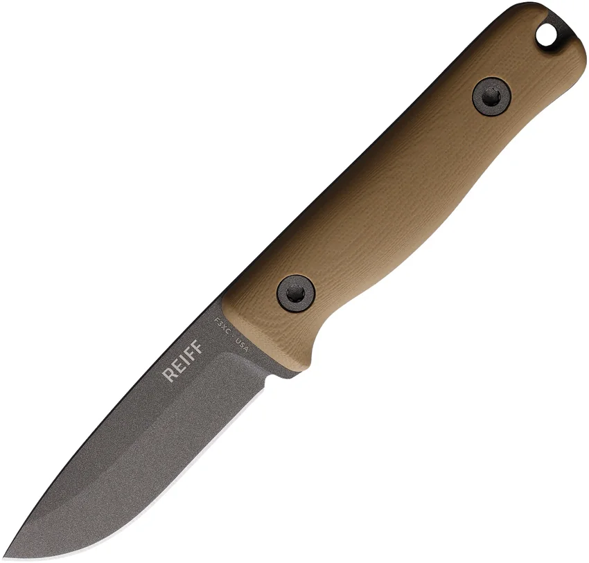 Reiff Knives F3XC EDC Bushcraft Survival Knife FDE G-10 (2.9" Tungsten)