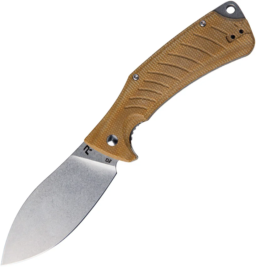 Revo Ness Drop Point Liner Lock Knife Brown Micarta (3.6" Stonewash D2)