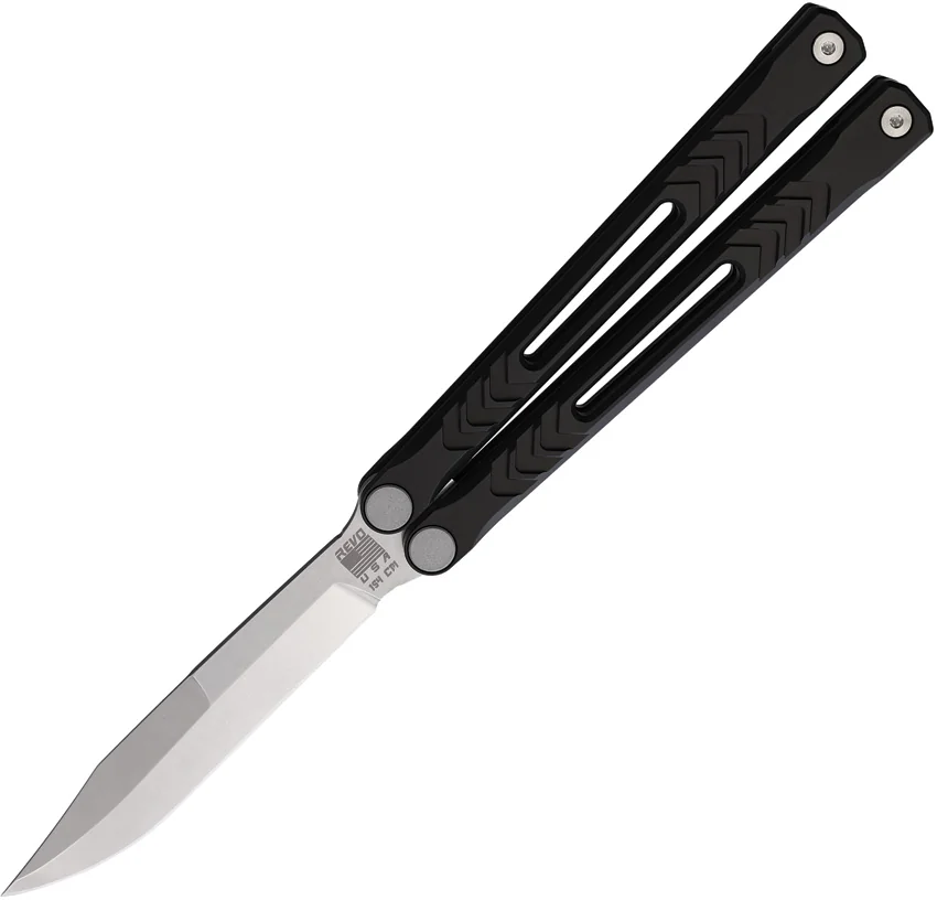 REVO Nexus Balisong Butterfly Knife PVD Black Aluminum (4" Stonewash)